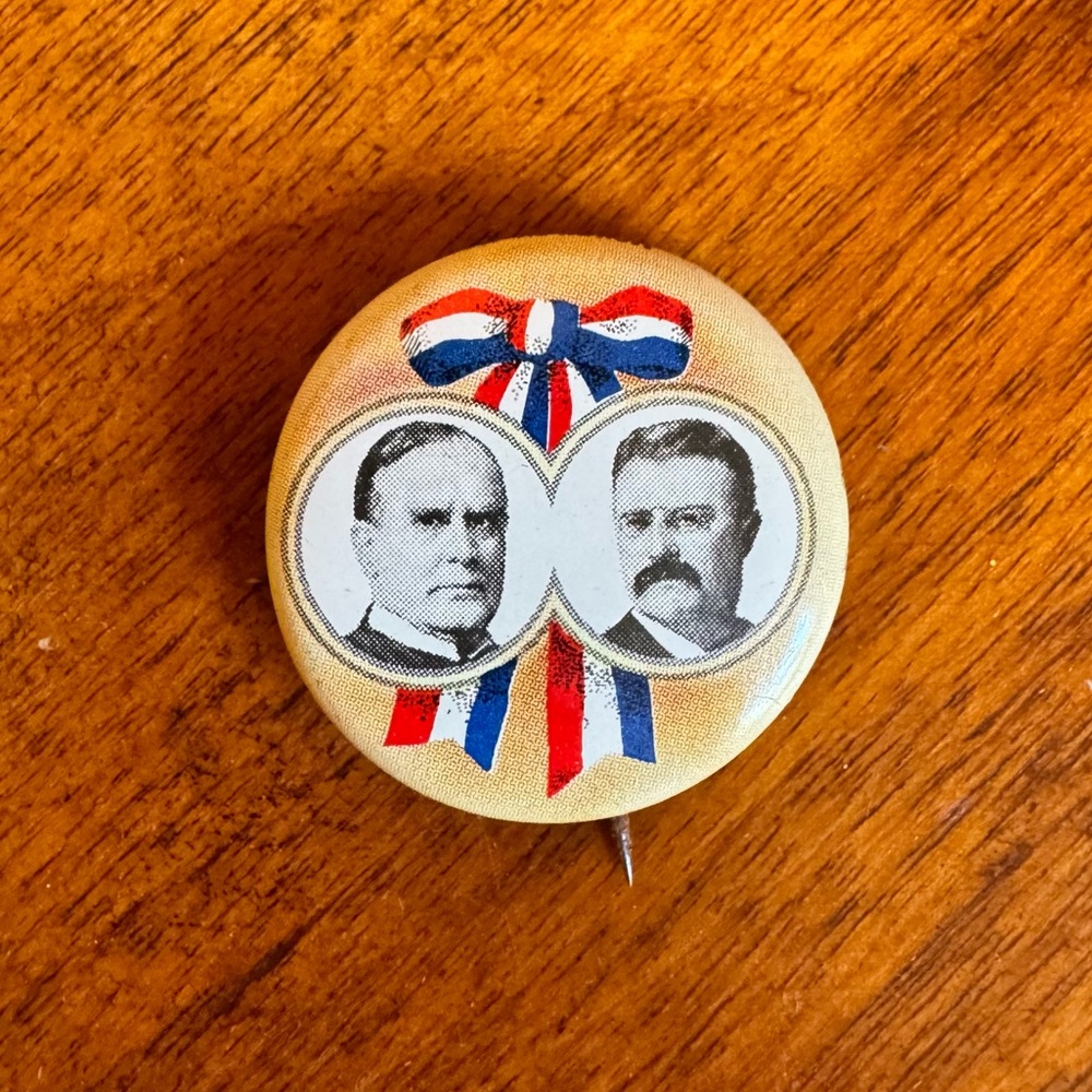 McKinley-Roosevelt 1900 Pin Back Campaign Button Vintage 1972 Reproduction